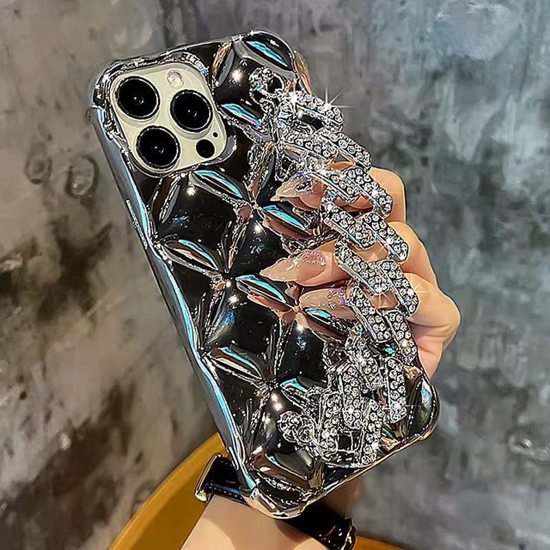 Fashionable Simple Phone Case with Rhinestone Bracelet for iPhone – Elegant and Durable