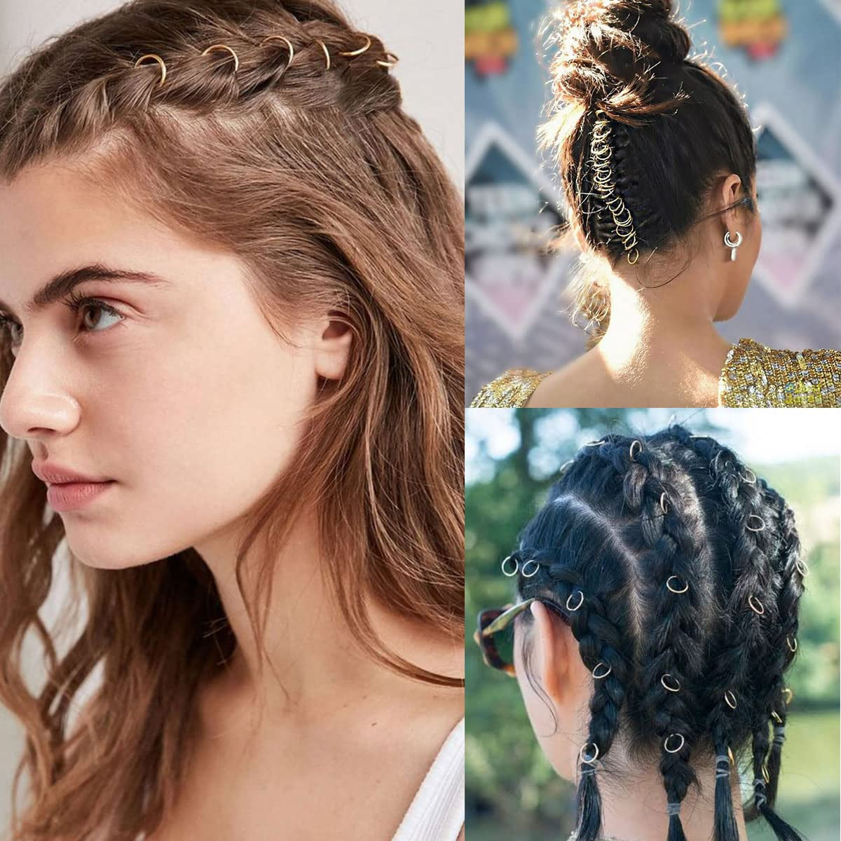 56 Pieces Dreadlock Hair Accessories Celtic Loc Jewelry Hair Cuffs for Braids, 6 Alloy Spiral Coil Hair Clips 20 Dreadlocks Beads 30 Hair Rings Braiding Hair Decorations