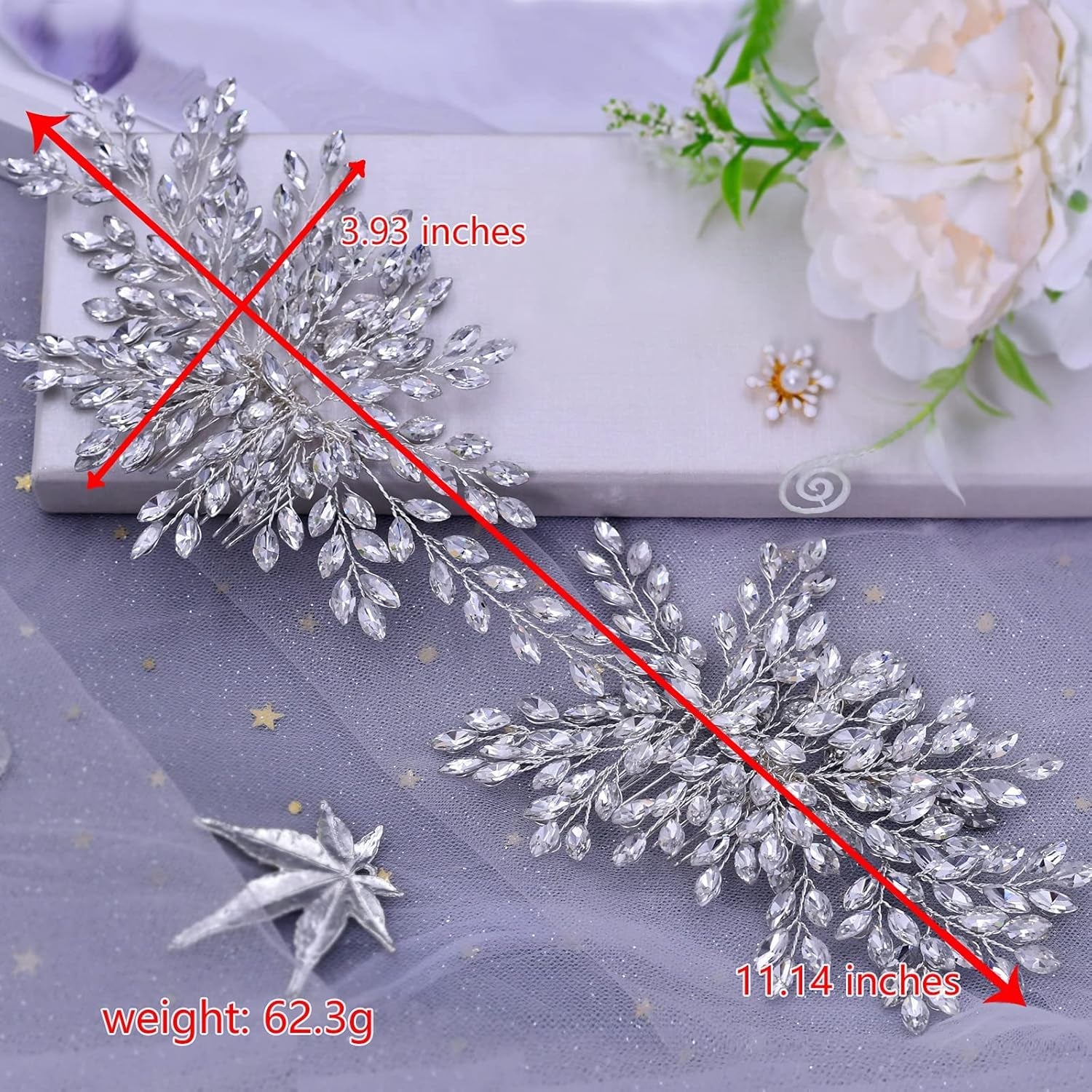 Bridal Wedding Hair Comb – Rhinestone Headpiece & Crystal Hair Accessories for Women & Girls, One Size (Silver)