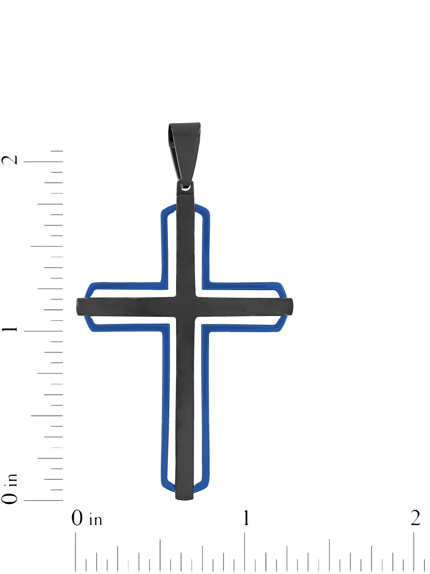 Men's Stainless Steel Black & Blue Cross Pendant Necklace