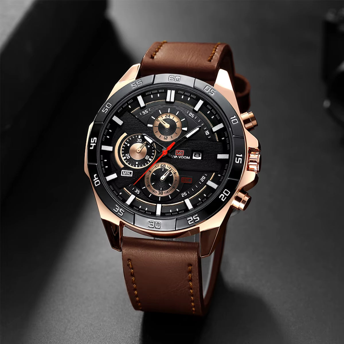 Fashion Sports Men’s Watch – Leather Quartz Wristwatch with Calendar