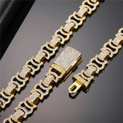 Zircon Byzantium Chain Bracelet for Men & Women - 12MM 8" Hip Hop Jewelry