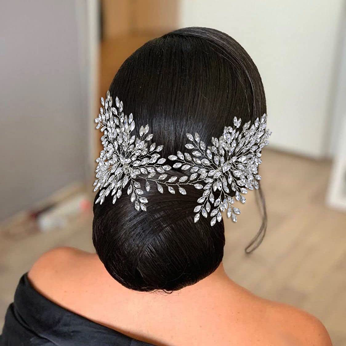 Bridal Wedding Hair Comb – Rhinestone Headpiece & Crystal Hair Accessories for Women & Girls, One Size (Silver)