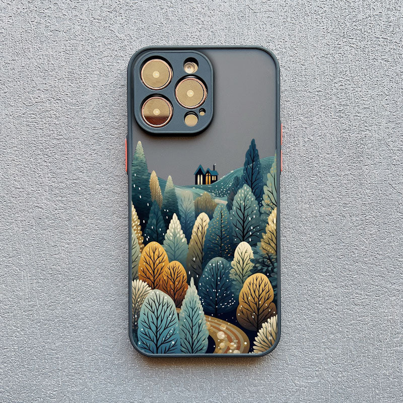 Forest Snow Green Phone Case - Advanced Protection for iPhone with Snowy Forest Design