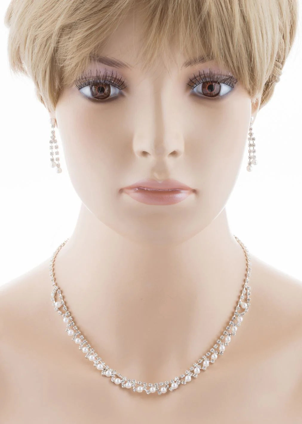 Bridal Wedding Jewelry Set Crystal Rhinestone Pearl