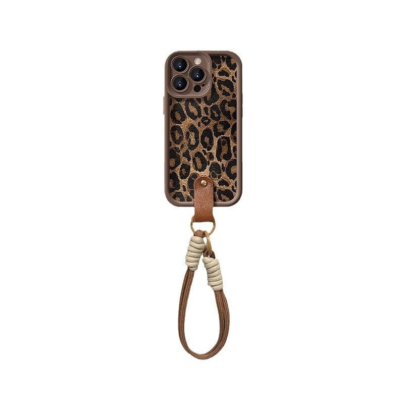 Leopard Print Lanyard Phone Case for iPhone - Stylish and Durable Protective Case with Convenient Strap