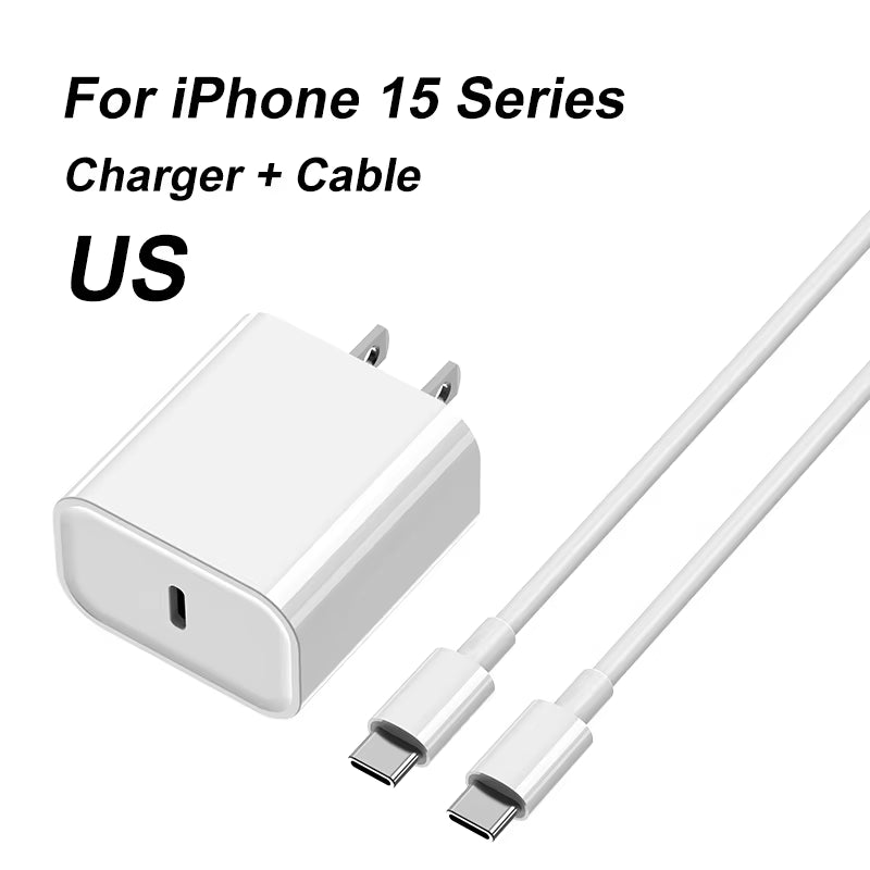 PD 20W USB-C Fast Charger for Apple iPhone 15 Pro Max, 14, 13, 12 Mini, 11, XS, XR, 8 Plus – Quick Charging Power Adapter with Cable for iPhone Accessories