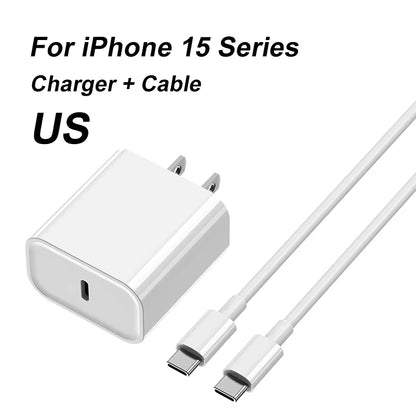 PD 20W USB-C Fast Charger for Apple iPhone 15 Pro Max, 14, 13, 12 Mini, 11, XS, XR, 8 Plus – Quick Charging Power Adapter with Cable for iPhone Accessories