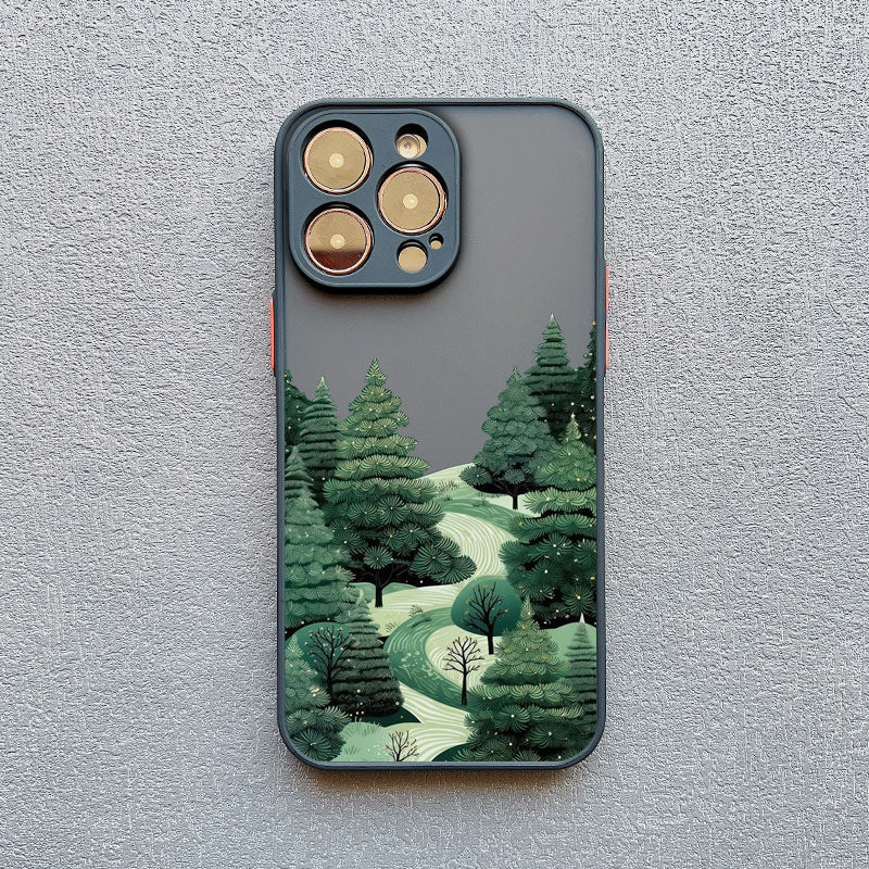 Forest Snow Green Phone Case - Advanced Protection for iPhone with Snowy Forest Design