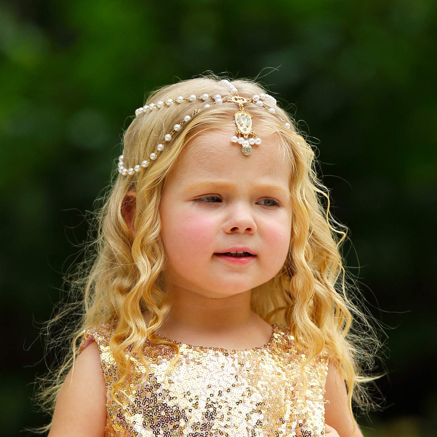 Golden Princess Headband for Little Girls – Hair Chain for Birthday, Wedding & Party Dress Up 