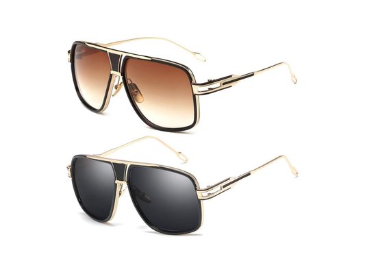 Maison Bermèt Oversized Sunglasses for Men – Classic Black Shades with Retro Gold Alloy Frame, UV Protection & Stylish Design